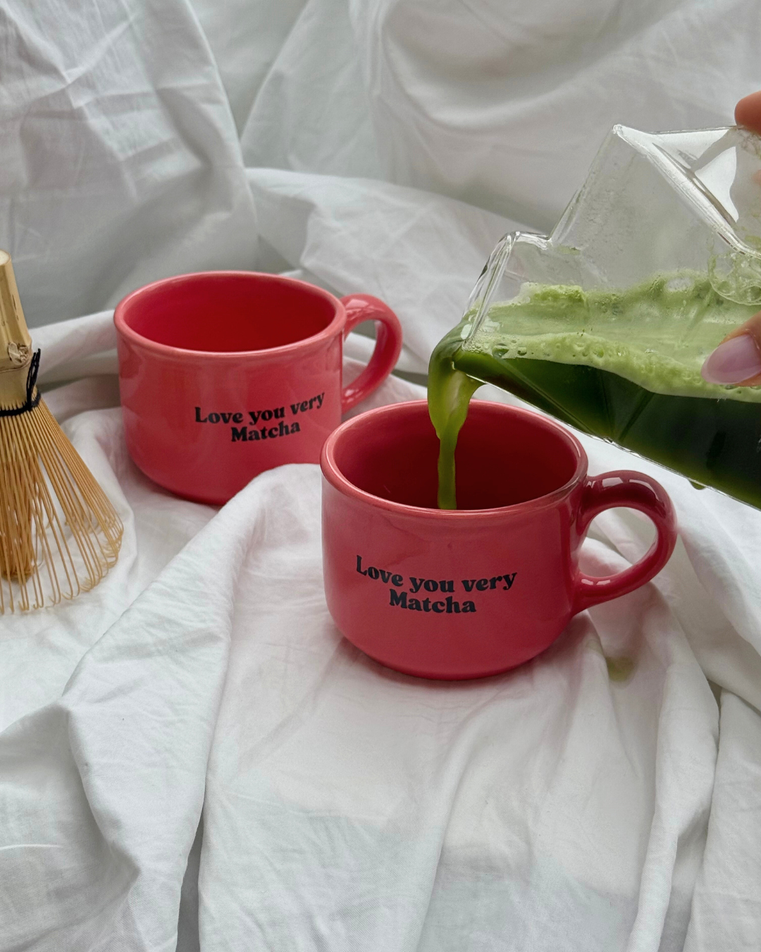 Růžový Matcha hrnek